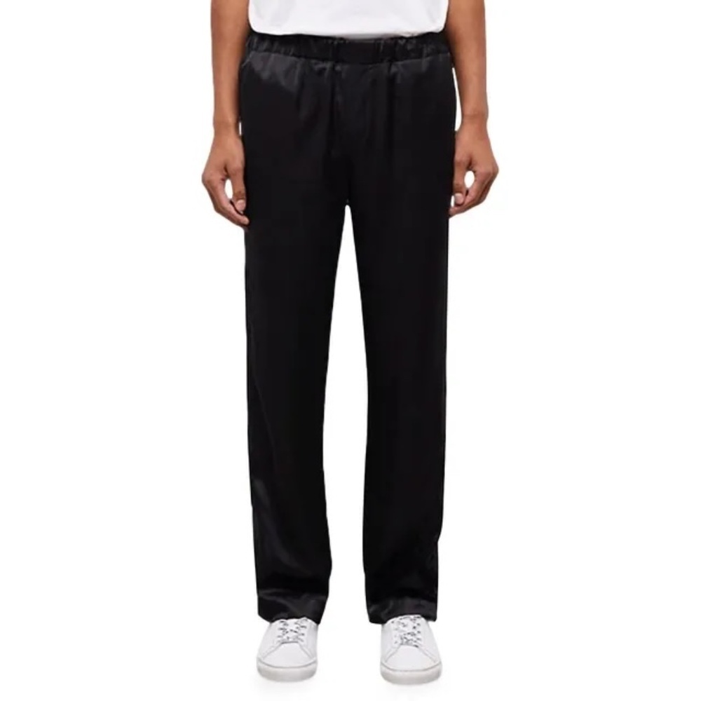 NWT | The Kooples | Black Satin Track Pants with Snap Side Entry at Hem